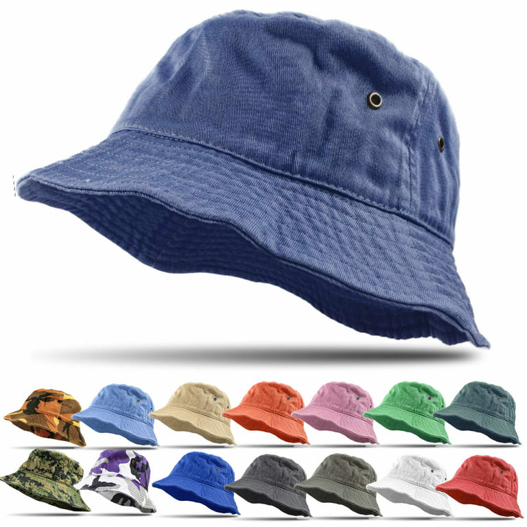Bucket Hat 100% Cotton Packable Summer Travel Cap Sun hat for Men and Women  Navy L/XL