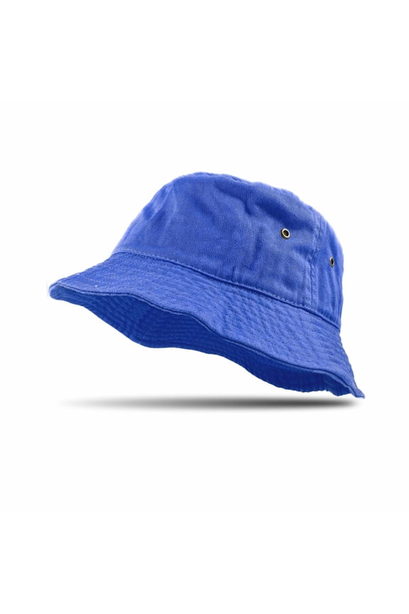 Bucket Hat 100% Cotton Packable Summer Travel Cap Sun hat for Men and Women Royal Blue L/XL