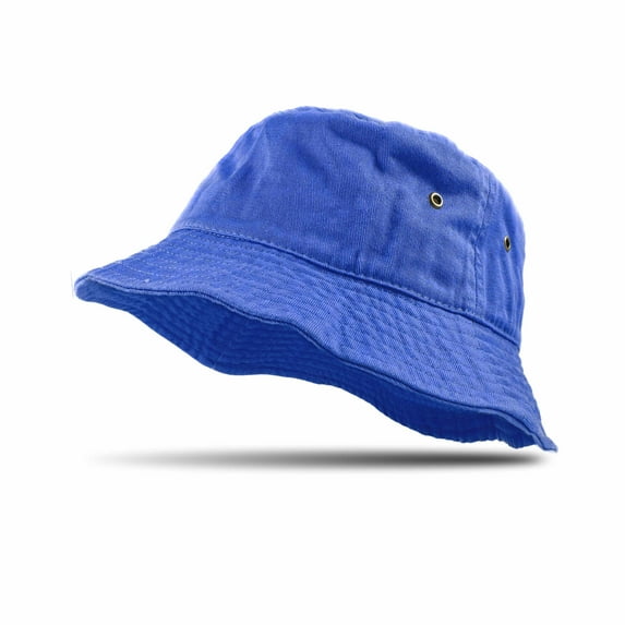 Bucket Hat 100% Cotton Packable Summer Travel Cap Sun hat for Men and Women Royal Blue S/M