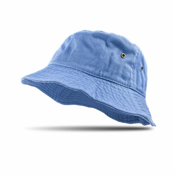 Bucket Hat 100% Cotton Packable Summer Travel Cap Sun hat for Men and Women Sky Blue L/XL