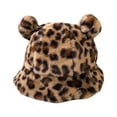 thumbnail image 1 of Bucket Hat Bear Ear Thickened Plush Ball Basin Cap for Outdoor, 1 of 7