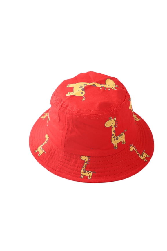 Bucket Hat Breathable 1-4Y Baby Anti-UV Giraffe Pattern Boys Girls Kids Children Sun Protection Summer Hats Red