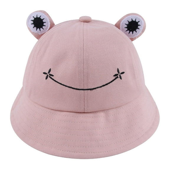 Bucket Hat Breathable Frog Ears Embroidery Pattern Cotton Froggy Fisherman Cap for Women