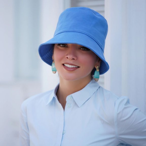Bucket Hat, Chemo Headwear Cap for Women, UPF 50+ Sun Protection, Breathable Head Covering - GINA (Blue Ocean)