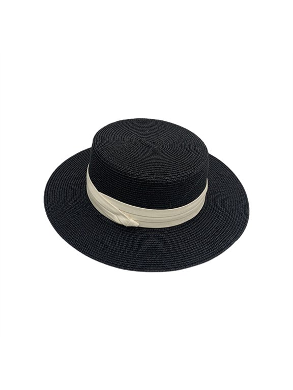 Bucket Hat Foldable Summer Beach Sun Pork Pie Boater Men Wide Brim Panama Bucket Hats for Woman Black