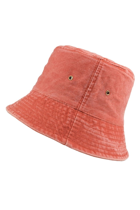 Bucket Hat For Men And Women Washed Denim Outdoor Sun Shield Lightweight Unisex Japanese Style Adjustable Comfort Fit, Orange