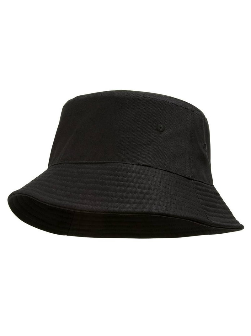 Bucket Hat For Men Women Cotton Packable Fishing Cap, Black L/XL
