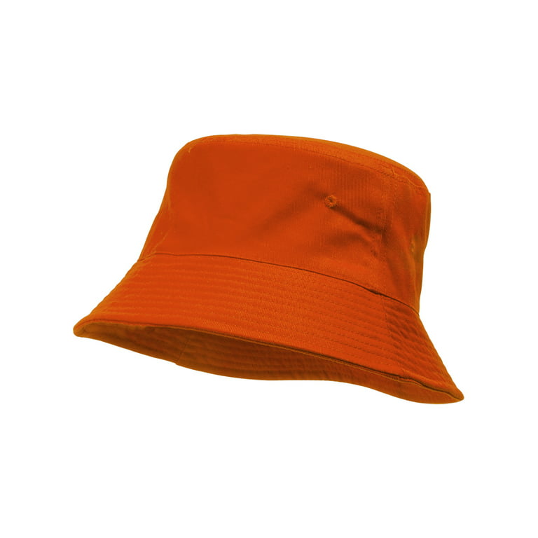 Bucket Hat For Men Women - Cotton Packable Fishing Cap, Orange L/XL 