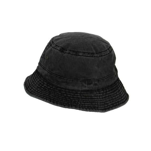Bucket Hat For Men Women - Cotton Packable Fishing Cap, Washed Black S/M