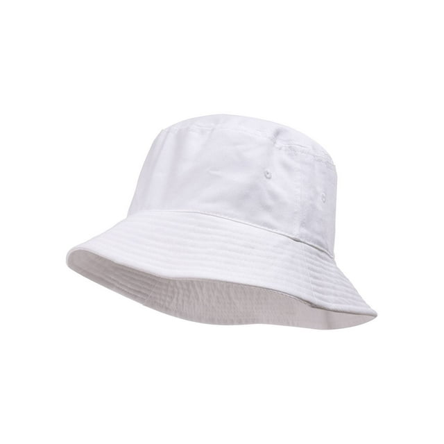 Bucket Hat For Men Women - Cotton Packable Fishing Cap, White L/XL