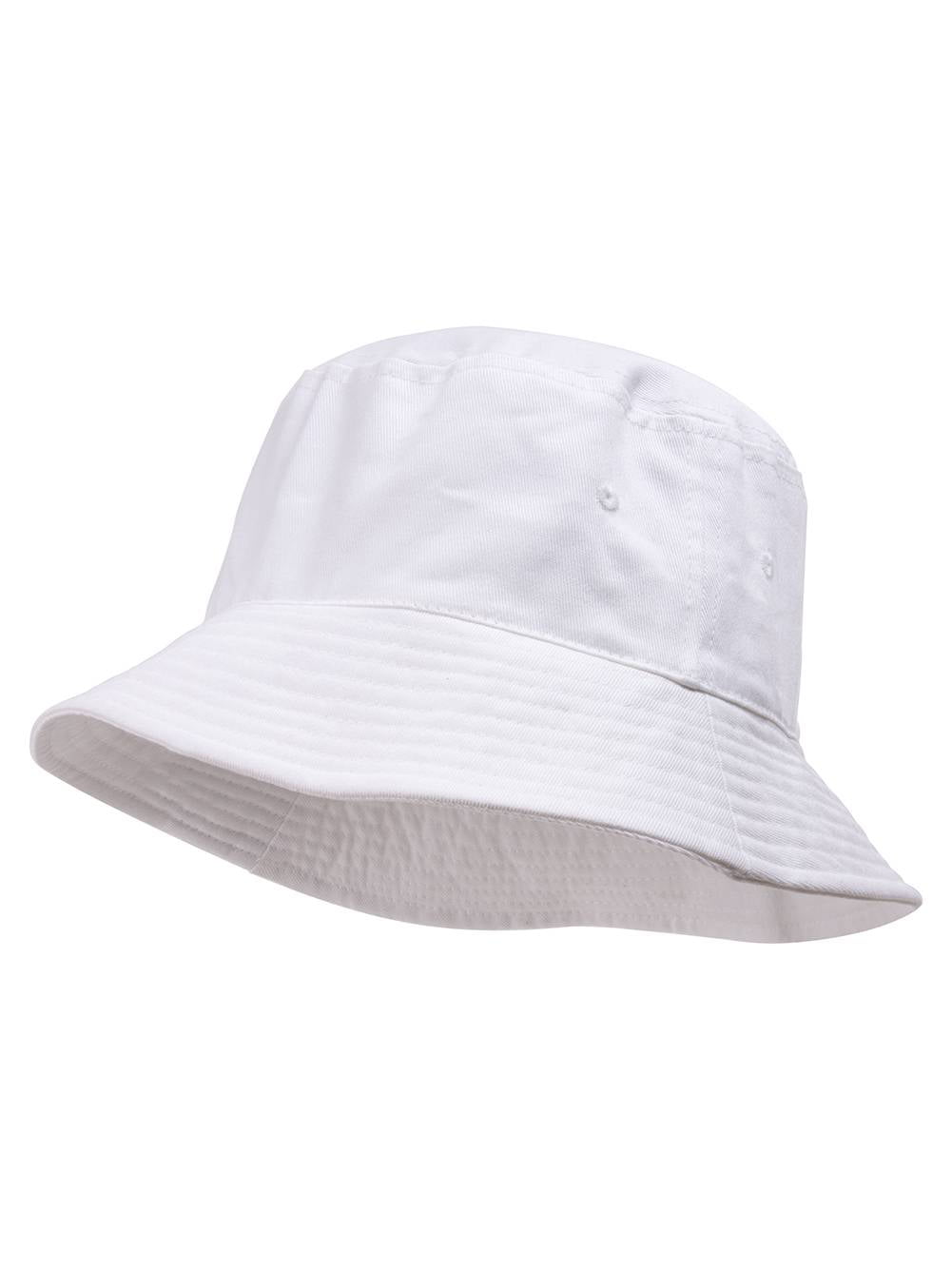 Bucket Hat For Men Women - Cotton Packable Fishing Cap, White S/M 