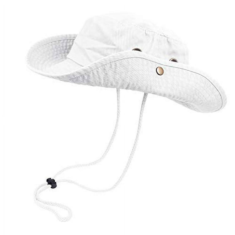 Bucket Hat Hiking Fishing Wide Brim UV Sun Protection Safari Unisex Boonie  (White, Large/X-Large)