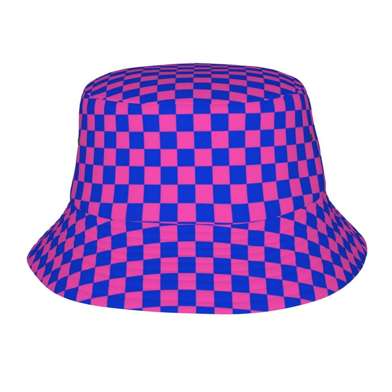 帽子 OVY Bucket Hat (check) Bucket Hat for Men Women, Checkered blue pink Y2K retro