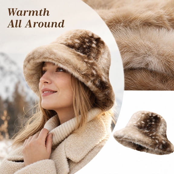 Bucket Hat for Men and Women, Fleece-Lined Hat with Earflap Build, Soft Polyester Knit, Warm Winter Hat for Cold Weather, Outdoor Style, Wide Brim, Daily Wear, Coffee