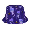 thumbnail image 1 of Bucket Hat for Men Women, Yellow Fish Purple Jellyfish Breathable Sun Hat Summer Beach Hats, Fun Womens Mens Bucket Hat for Travel Outdoor Vacation Fishing Hiking Sports, 1 of 6