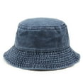 thumbnail image 1 of Bucket Hat Solid Color Washed Vintage Anti-UV Sunscreen Decorative Denim Unisex Women Men Cap Headwear, 1 of 6