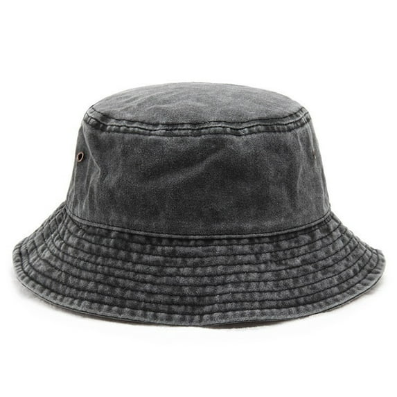 Bucket Hat Solid Color Washed Vintage Anti-UV Sunscreen Decorative Denim Unisex Women Men Cap Headwear