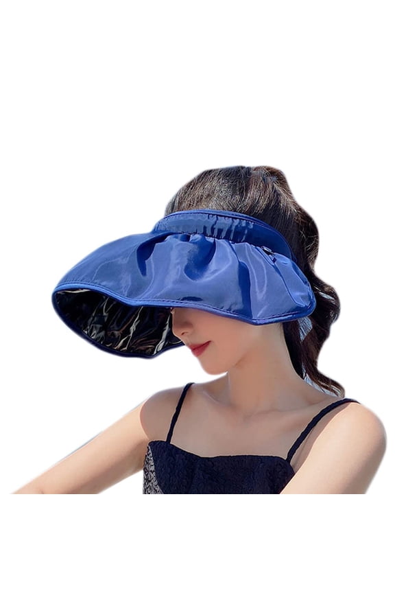 Bucket Hat Summer Sunshade Hat Protection Dual Use Hair Hoop Sun Hat for Women Outdoor Beach Soft Foldable Wide Bri