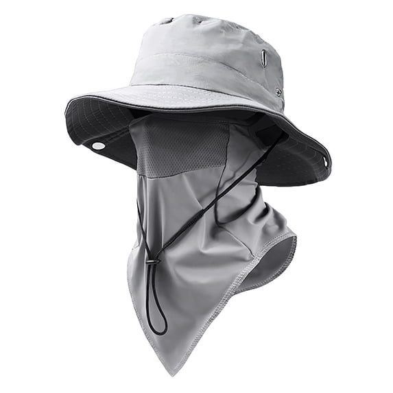 Bucket Hat Sun Protection, Outdoor Fishing Hat, 6-in-1 Detachable Face Mask and Neck Flap, Lightweight Breathable Windproof Quick-Dry Hat