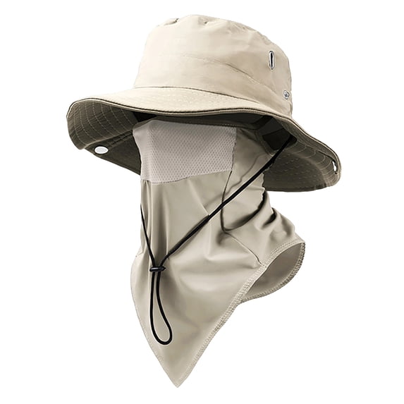 Bucket Hat Sun Protection, Outdoor Fishing Hat, 6-in-1 Detachable Face Mask and Neck Flap, Lightweight Breathable Windproof Quick-Dry Hat