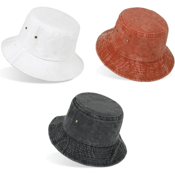 Bucket Hat Washed Cotton Summer Beach Sun Hat Packable Travel Fishing Hats for Women Men