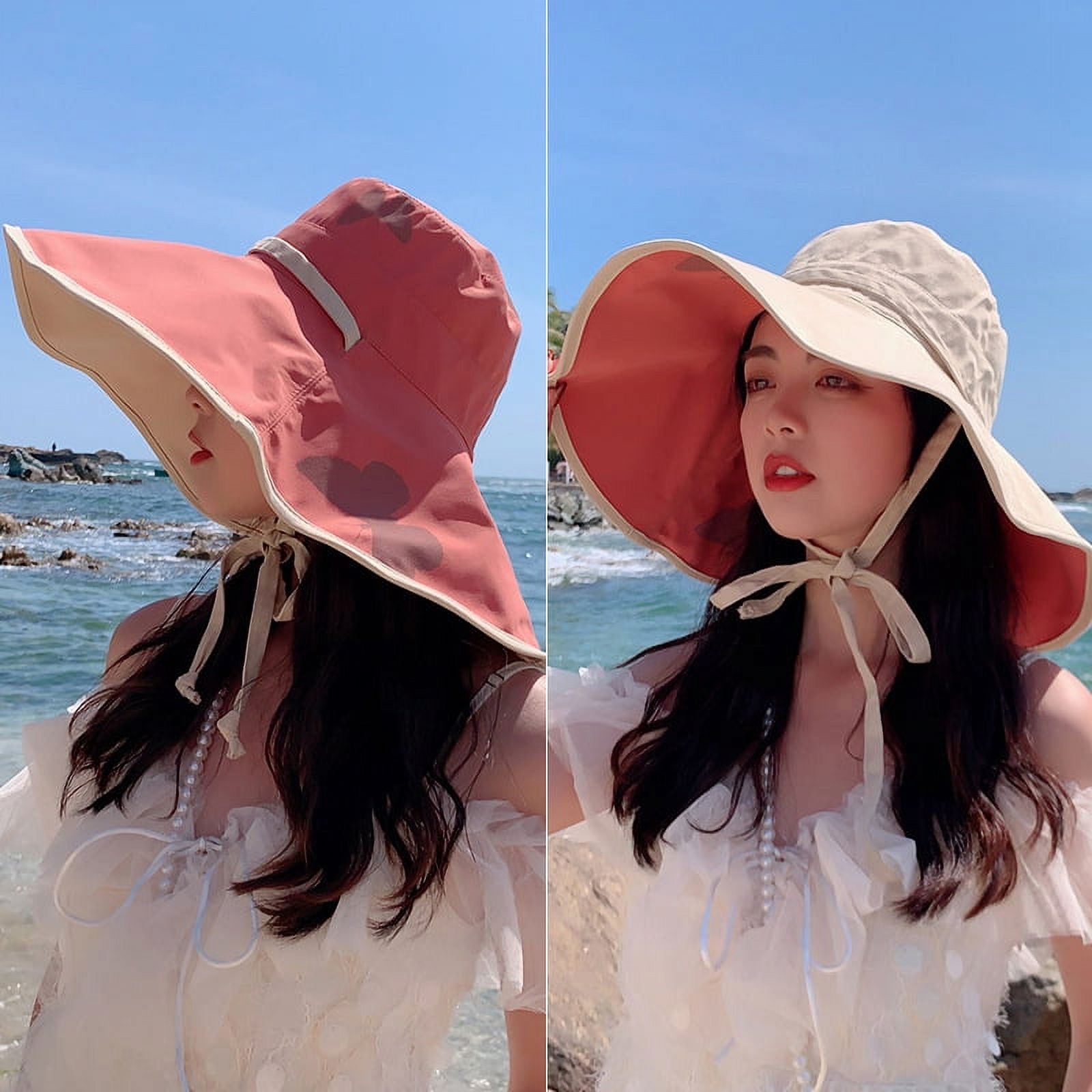 Bucket Hat Wide Brim Fashion Double-sided Fisherman Hat Beach Sun