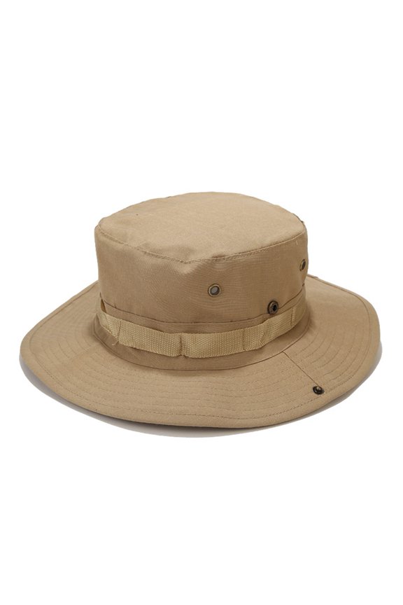 Bucket Hat Wide Brim Fashion UV Protection Adjustable Strap Fisherman Cap for Travel Outdoor Khaki Free Size