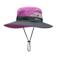 thumbnail image 1 of Bucket Hat Wide Brim Quick Drying Breathable Packable Foldable Sunshade Sun Ponytail Cap With Chin Strap, 1 of 5
