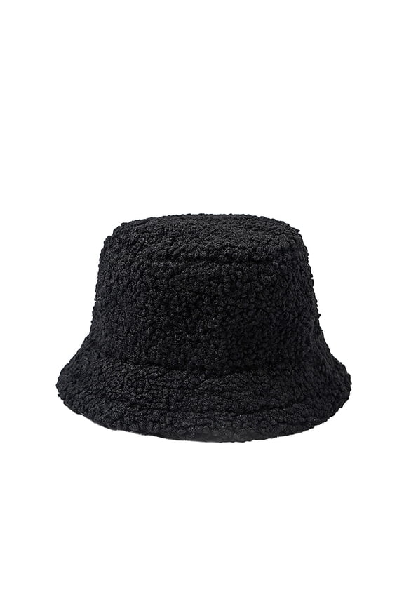 Bucket Hat Winter Plush Fuzzy Hat Shearling Sherpa Fisherman Cap for Women Teddy Style Vintage Wool Bucket Hat