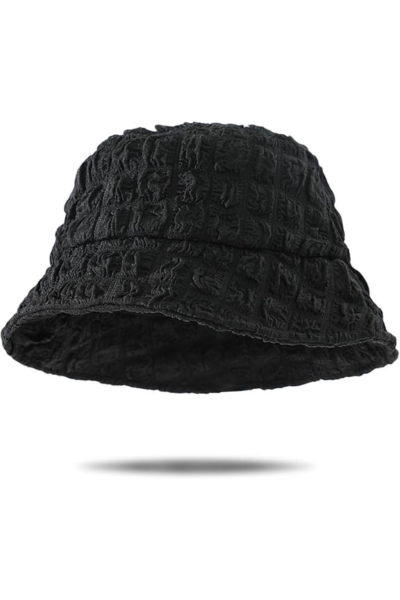 Bucket Hat Women, Lightweight Beach Fishing Hat, Vacation Seersucker Jacquard Bucket Caps for Women