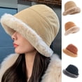 thumbnail image 1 of Bucket Hat Women's Faux Fur Hat Girls' Teddy Style Winter Hat Fisherman Hat Warm Windproof Cap, 1 of 8