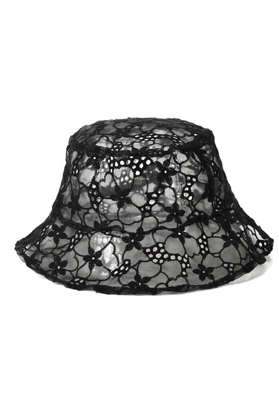 Bucket Hat, Yigetop Transparent Mesh Lace Bucket Hat Wide Brim Packable Sun Caps Embroidered Flower Fisherman Hats for Women Girls Cute Bucket Hats for Women Dark Blue A