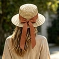 thumbnail image 1 of Women French Style Flat Top Bucket Hat For Summer Seaside Beach Casual Wear, Orange, 1 of 7