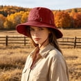 thumbnail image 1 of Bucket Hat for Everyday & Unisex Fedora Style with Wide Brim Lightweight Outdoor Sun All-Season Travel, Red, 1 of 3