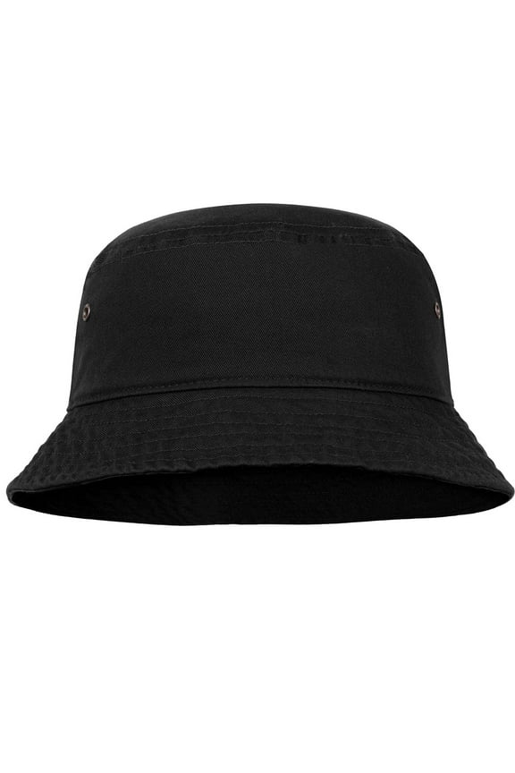 Bucket Hat for Men Women Unisex 100% Cotton Packable Foldable Summer Travel Beach Outdoor Fishing Hat - LXL Black