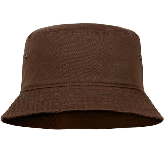 Bucket Hat for Men Women Unisex 100% Cotton Packable Foldable Summer Travel Beach Outdoor Fishing Hat - LXL Dark Brown