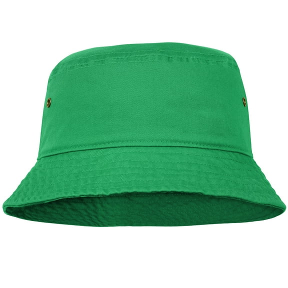 Bucket Hat for Men Women Unisex 100% Cotton Packable Foldable Summer Travel Beach Outdoor Fishing Hat - LXL Kelly Green