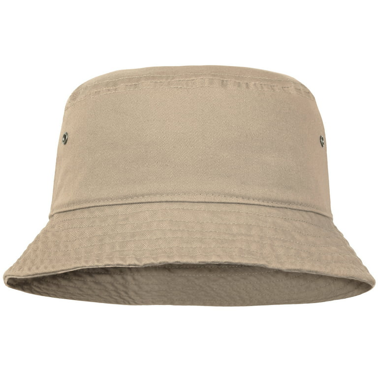 Bucket Hat for Men Women Unisex 100% Cotton Packable Foldable Summer Travel  Beach Outdoor Fishing Hat - LXL Khaki 