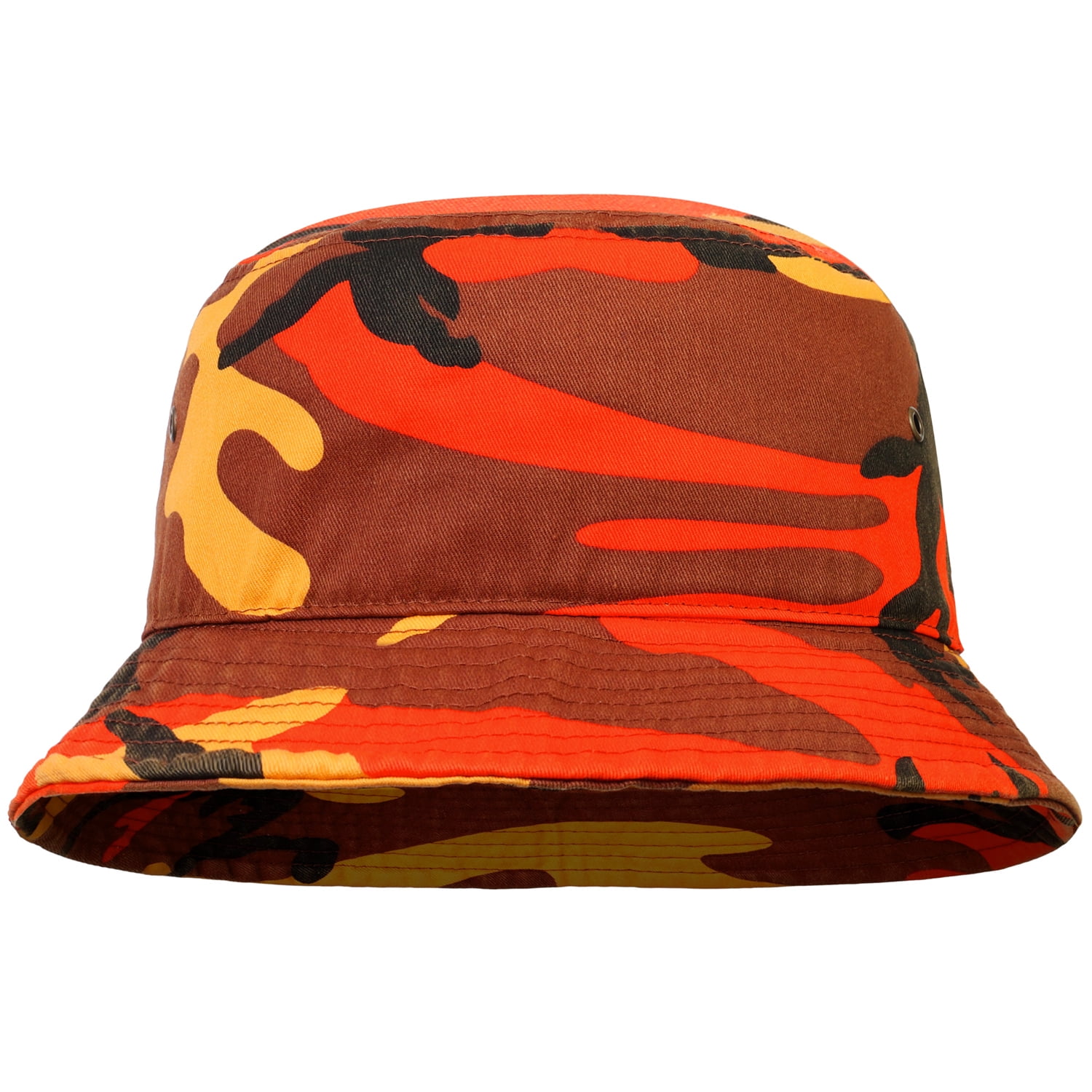 Bucket Hat for Men Women Unisex 100% Cotton Packable Foldable Summer Travel  Beach Outdoor Fishing Hat - LXL Orange Camouflage