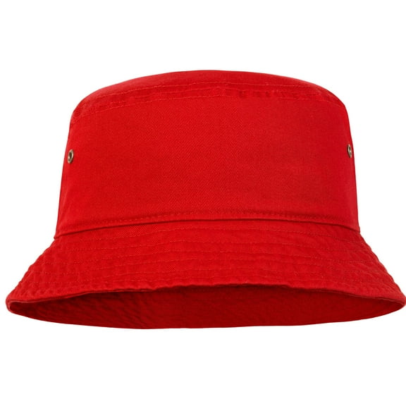 Bucket Hat for Men Women Unisex 100% Cotton Packable Foldable Summer Travel Beach Outdoor Fishing Hat - LXL Red