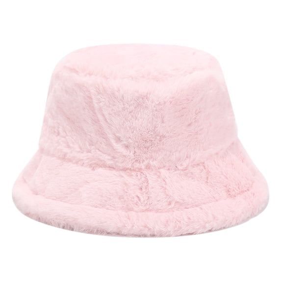 Bucket Hat for Outdoor Activities Fisherman Hat in Autumn Winter Adjustable Warm Solid Color Fisherman Cap Pink