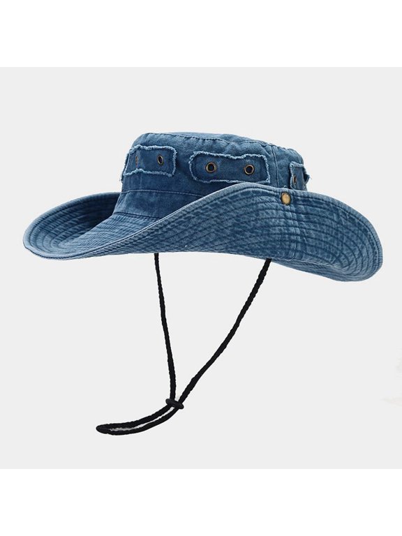 Bucket Hat for Outdoor Activities - Washed Sun Hat with Brass Buckle Unisex Jungle Fishing Cap for and Camping