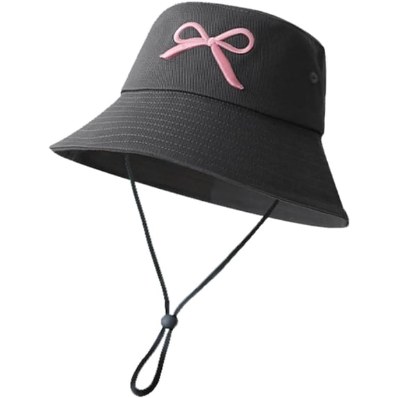 Bucket Hat for Women Embroidered Bucket Hat Bow-Tie Travel Beach Sun Hats Outdoor Vacation Cap Wide Brim Fishing Cap