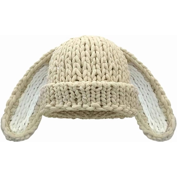 Bucket Hat for Women Men Handmade Crochet Bunny Ear Beanie Cute Knitted Hats Soft Warm Winter Headwear Casual Fashion