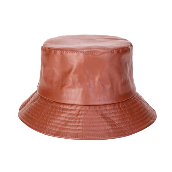 Bucket Hat for Women Men PU Leather Fisherman Hat Casual Basin Hat Solid Color Outdoor Hat Hip Hop Hat Waterproof Sun Hat