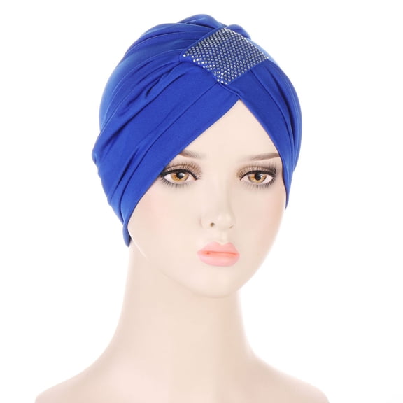 Bucket Hat for Women ，Summer Clearance Women Solid Rhinestone India Muslim Ruffle Chemo Hat Headwear Head Wraps Turbans Beanie Cap Headwraps