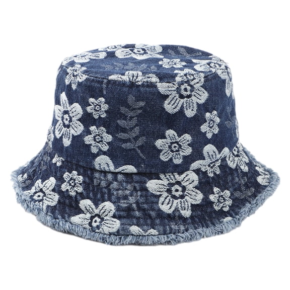 Bucket Hat for Women ，Summer Clearance Women's Fashion Fisherman's Hat Flower Embroidery Denim Sunscreen Hat Washed To Make Old Fur-brimmed Hat