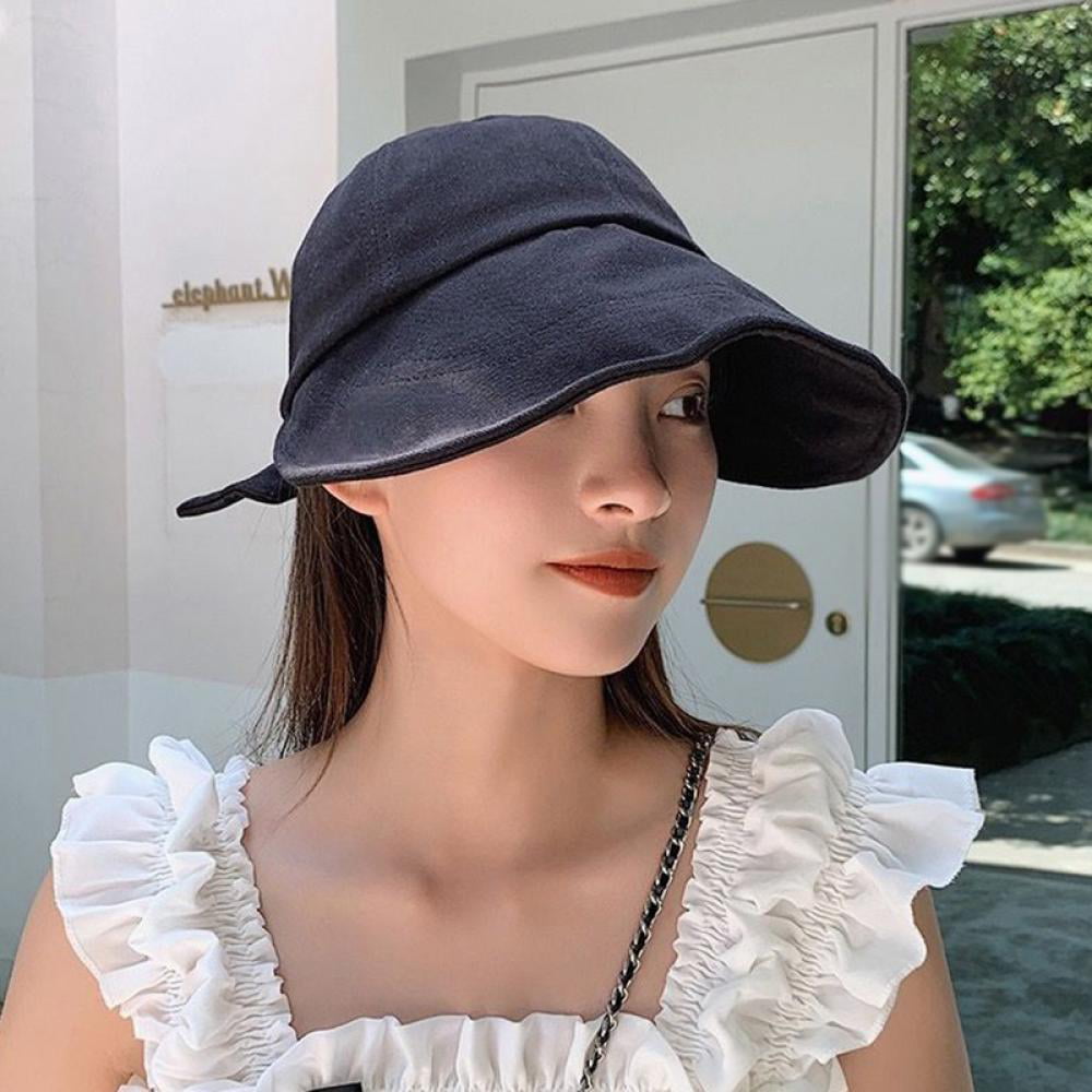 Bucket Hat for Women Wide Brim Sun Hat Spring Summer Casual Travel Baseball  Cap Tie Back, Black