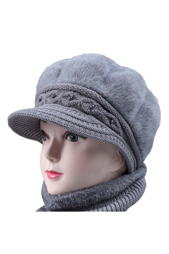 Bucket Hats Bucket Hats for WomenWomen's Woolen Knitted Warm Basin Hat Padded Cotton Hat