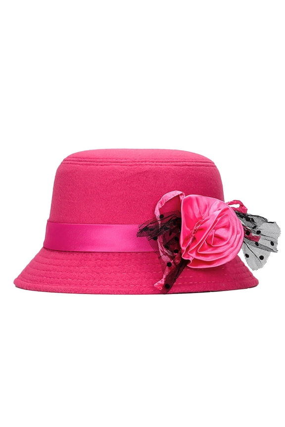 Bucket Hats CQXIDFH Women Big Flower Sunshade Hat, Breathable Lightweight Sunscreen Headwear for Travel Beach Vacation, Hijab Cap (Hot Pink, One Size)